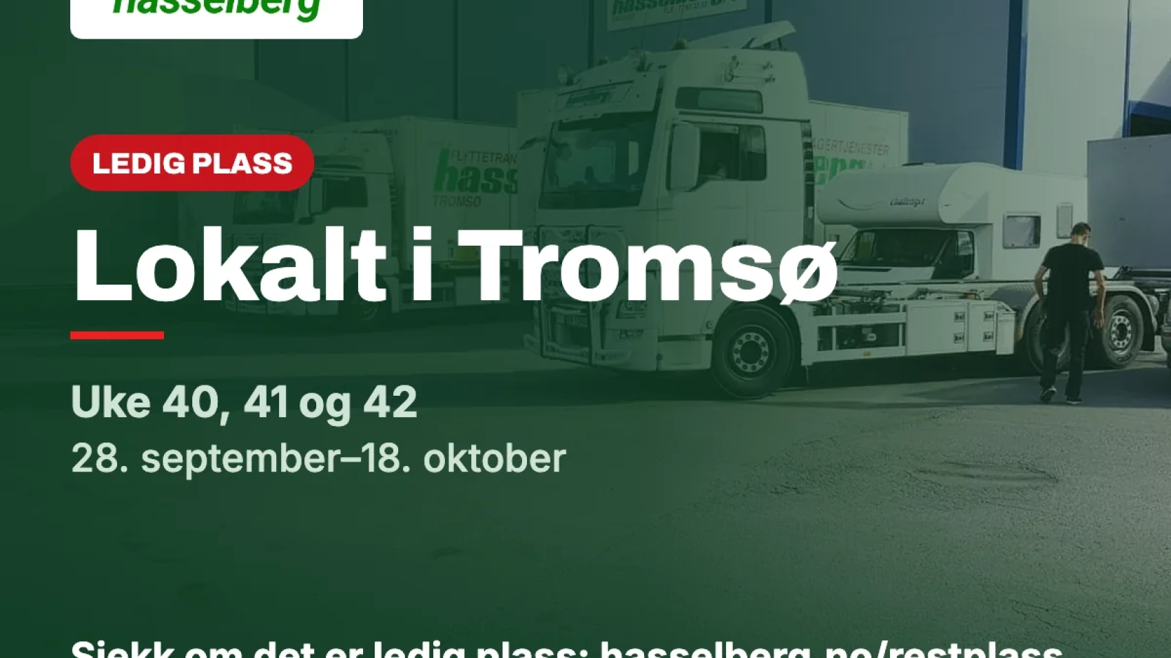 Ledig kapasitet lokalt i Tromsø, uke 40, 41 og 42